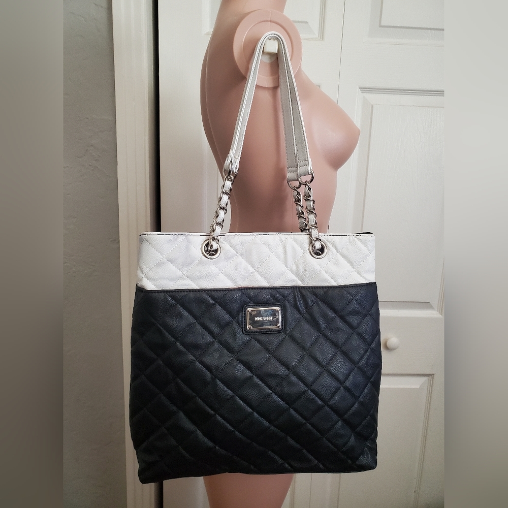 Nine west black and white purse